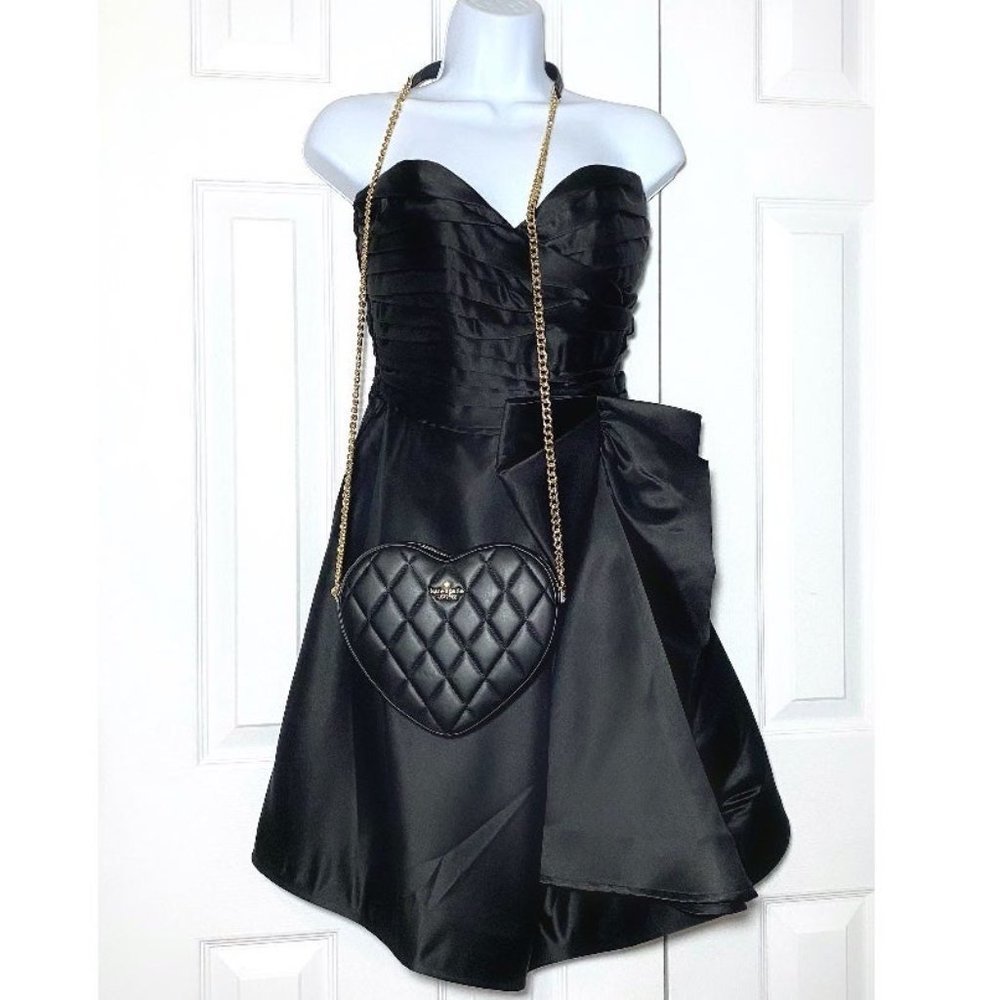 KATE SPADE Love Shack Quilted Leather Heart Crossbody Bag Black Purse NWT - Picture 3 of 11